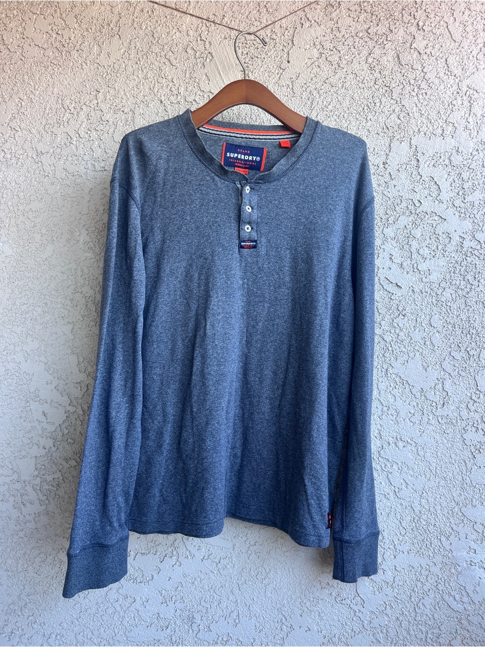 Superdry Men’s Long-Sleeve Henley - Heather Blue
